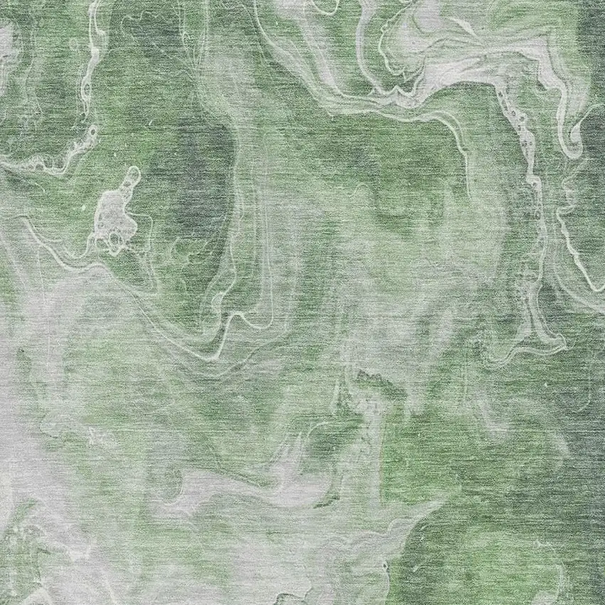 Green Gray And Ivory Abstract Washable Area Rug With UV Protection Photo 2