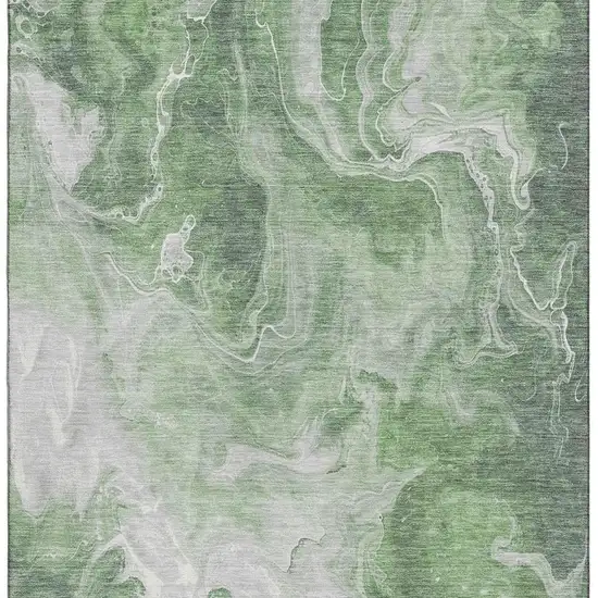 Green Gray And Ivory Abstract Washable Area Rug With UV Protection Photo 3