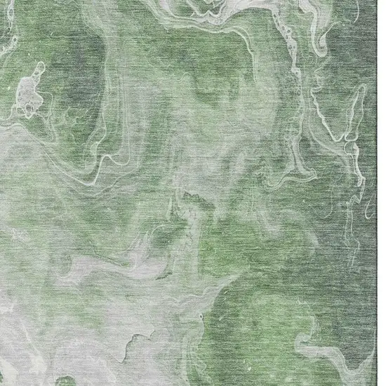 Green Gray And Ivory Abstract Washable Area Rug With UV Protection Photo 2