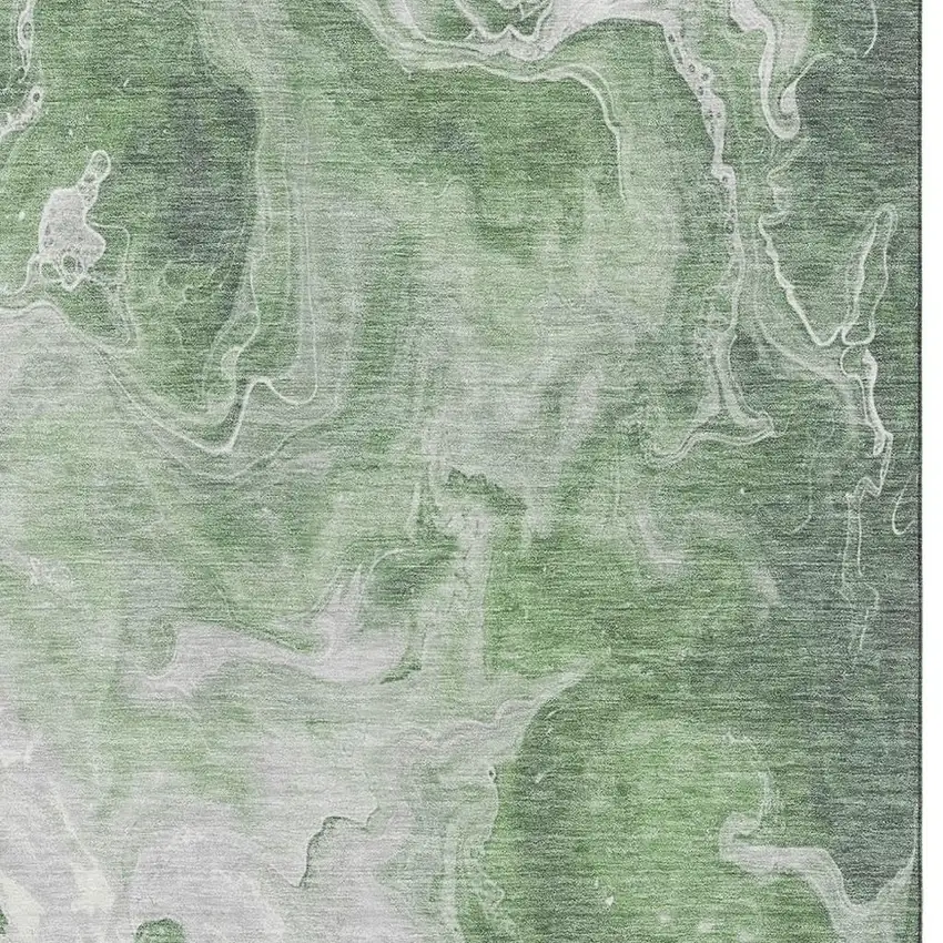 Green Gray And Ivory Abstract Washable Area Rug With UV Protection Photo 2