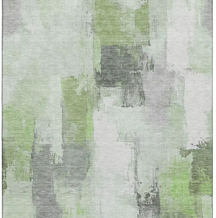 Green Gray And Ivory Abstract Washable Area Rug With UV Protection Photo 4