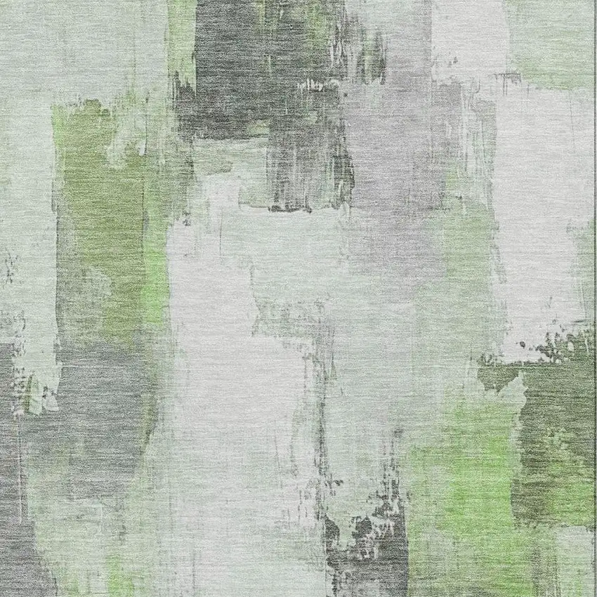 Green Gray And Ivory Abstract Washable Area Rug With UV Protection Photo 3