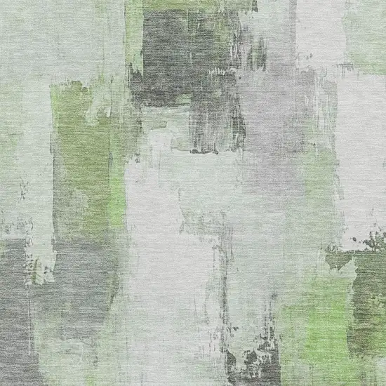 Green Gray And Ivory Abstract Washable Area Rug With UV Protection Photo 3