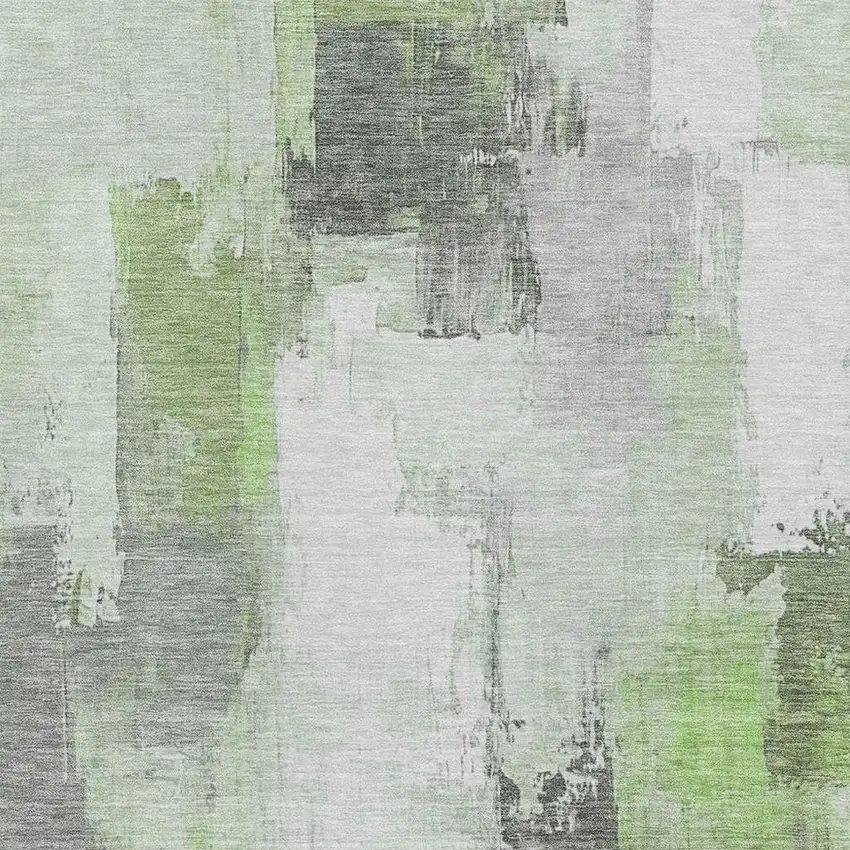 Green Gray And Ivory Abstract Washable Area Rug With UV Protection Photo 3