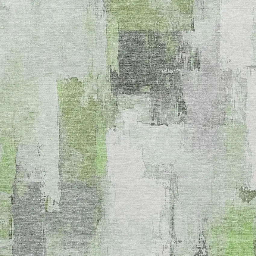 Green Gray And Ivory Abstract Washable Area Rug With UV Protection Photo 3