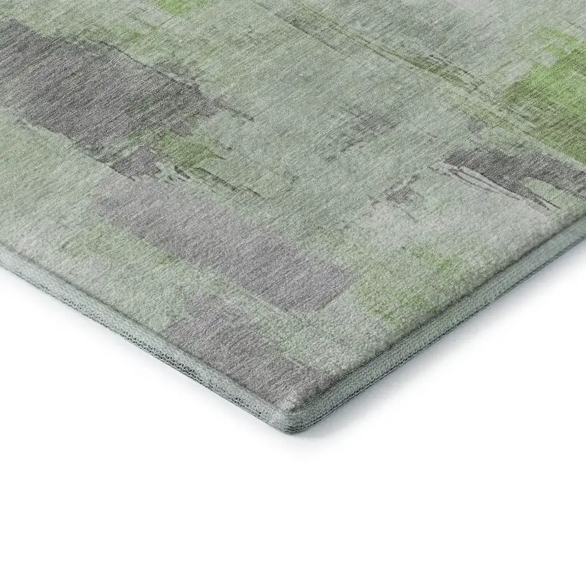Green Gray And Ivory Abstract Washable Area Rug With UV Protection Photo 8