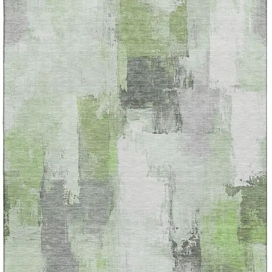 Green Gray And Ivory Abstract Washable Area Rug With UV Protection Photo 4