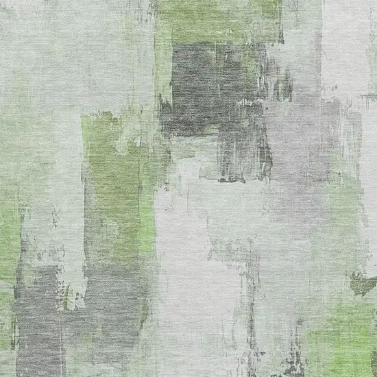 Green Gray And Ivory Abstract Washable Area Rug With UV Protection Photo 3