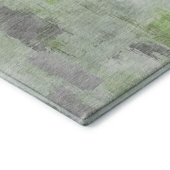 Green Gray And Ivory Abstract Washable Area Rug With UV Protection Photo 8