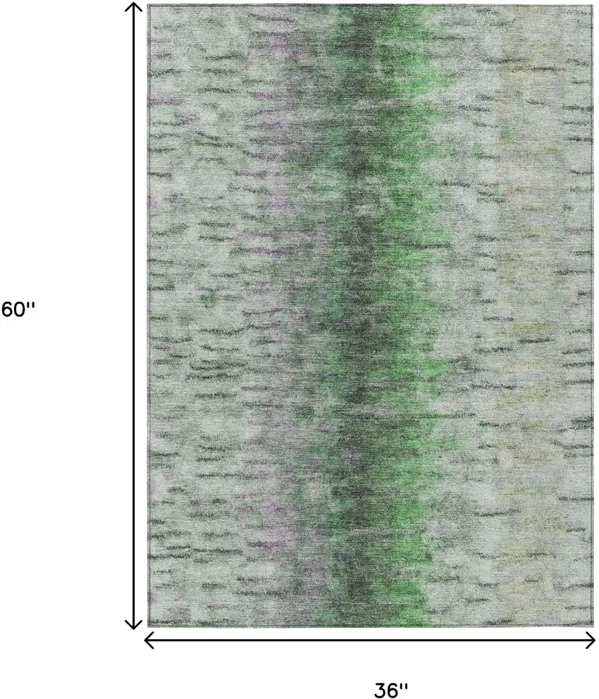 Green Gray And Ivory Abstract Washable Indoor Outdoor Area Rug Photo 3