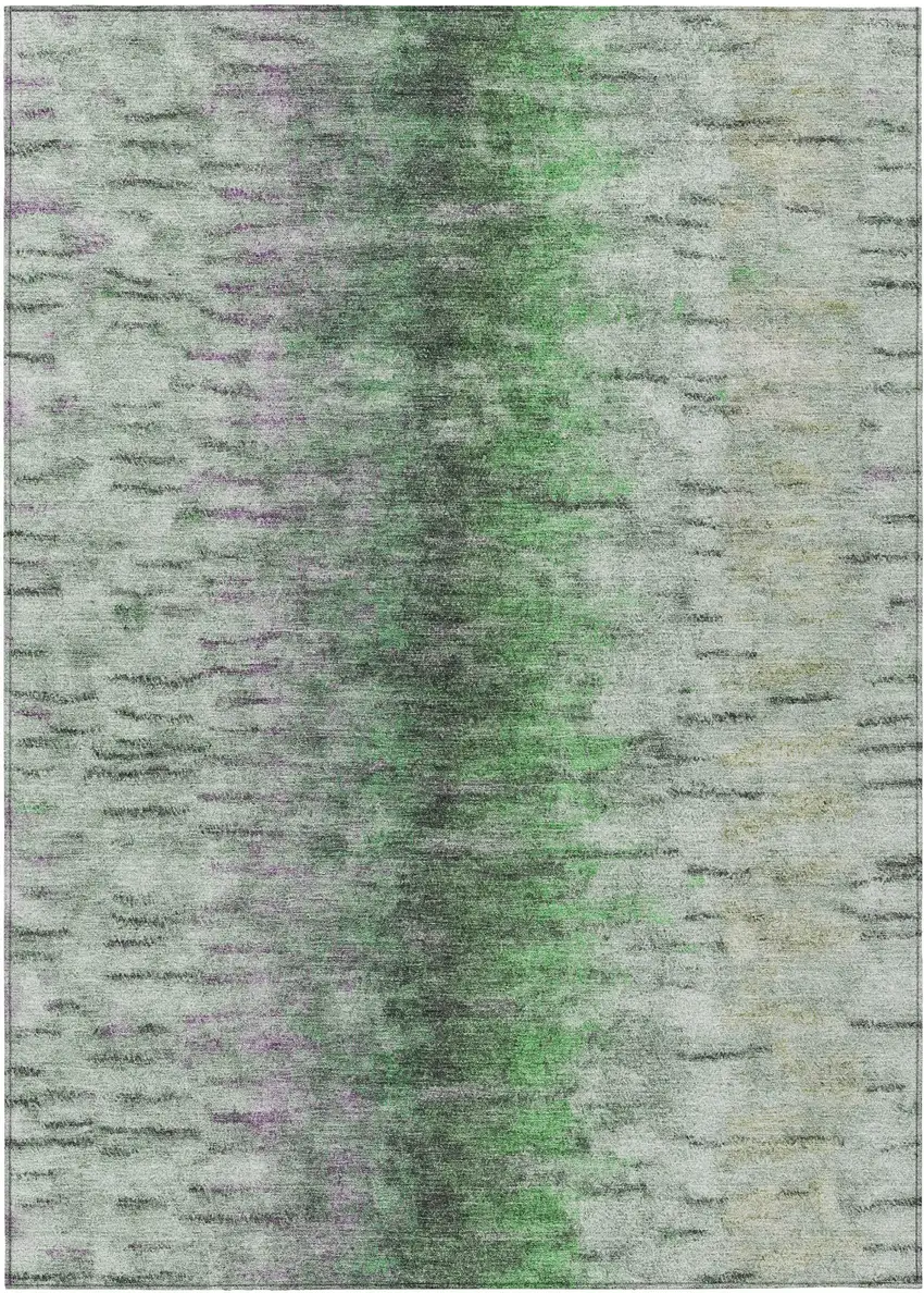 Green Gray And Ivory Abstract Washable Indoor Outdoor Area Rug Photo 2