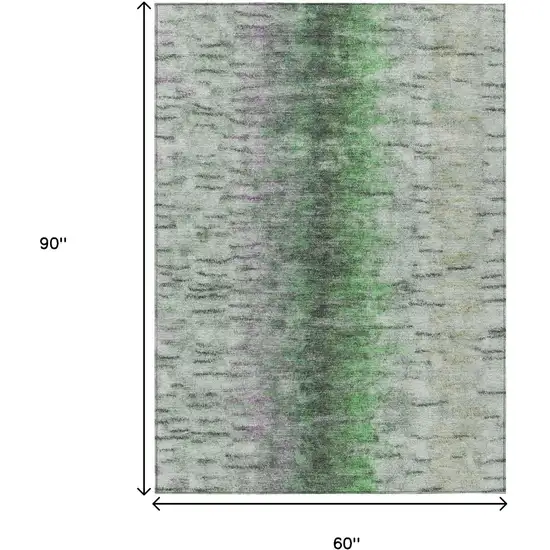 Green Gray And Ivory Abstract Washable Indoor Outdoor Area Rug Photo 3