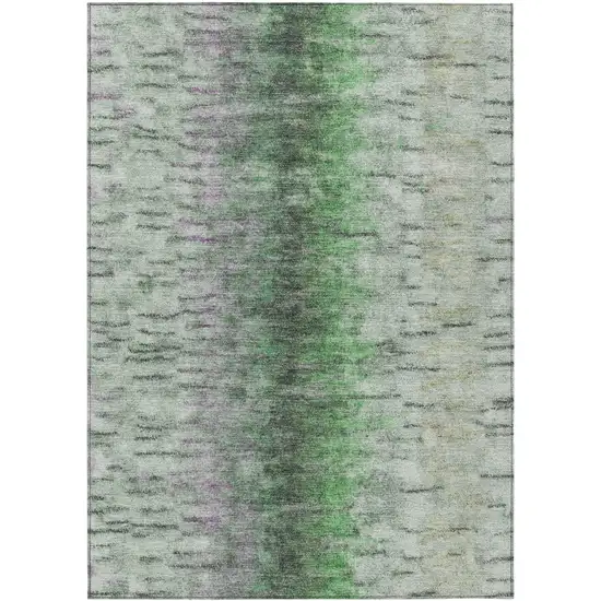 Green Gray And Ivory Abstract Washable Indoor Outdoor Area Rug Photo 2