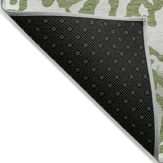 Green Gray And Ivory Animal Print Washable Indoor Outdoor Area Rug Photo 4