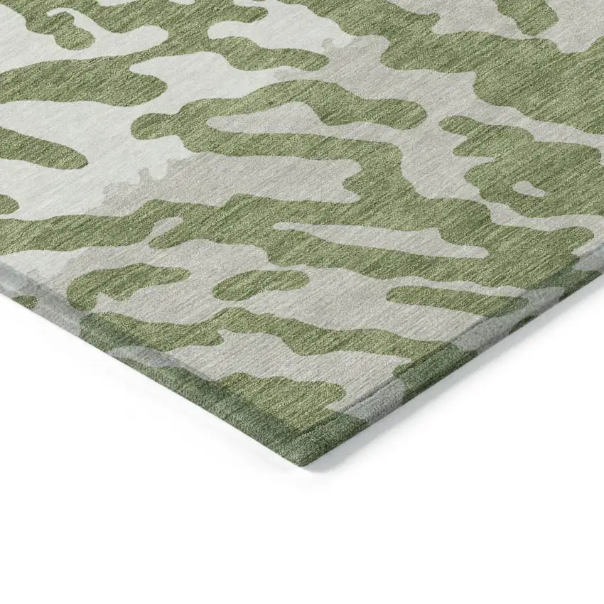 Green Gray And Ivory Animal Print Washable Indoor Outdoor Area Rug Photo 3