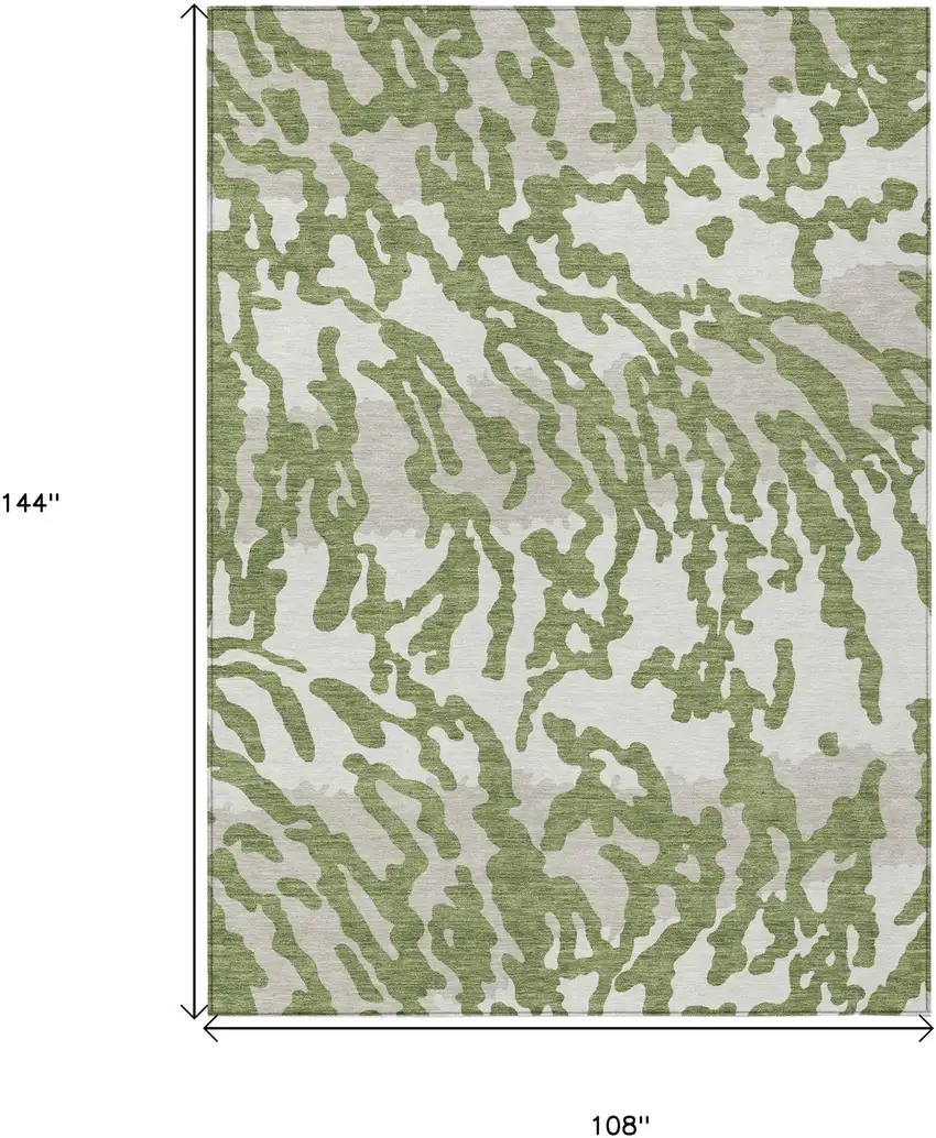 Green Gray And Ivory Animal Print Washable Indoor Outdoor Area Rug Photo 6