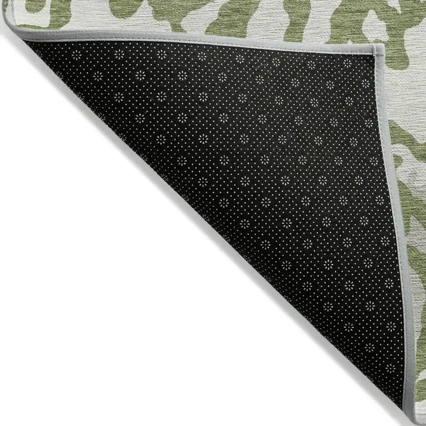 Green Gray And Ivory Animal Print Washable Indoor Outdoor Area Rug Photo 2