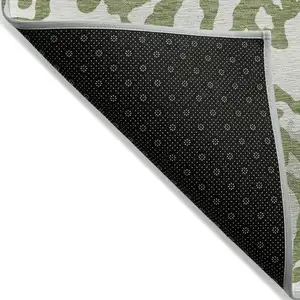 Photo of Green Gray And Ivory Animal Print Washable Indoor Outdoor Area Rug