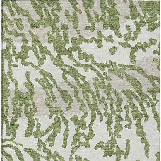 Green Gray And Ivory Animal Print Washable Indoor Outdoor Area Rug Photo 5