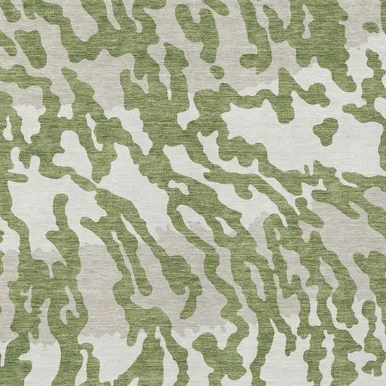 Green Gray And Ivory Animal Print Washable Indoor Outdoor Area Rug Photo 4