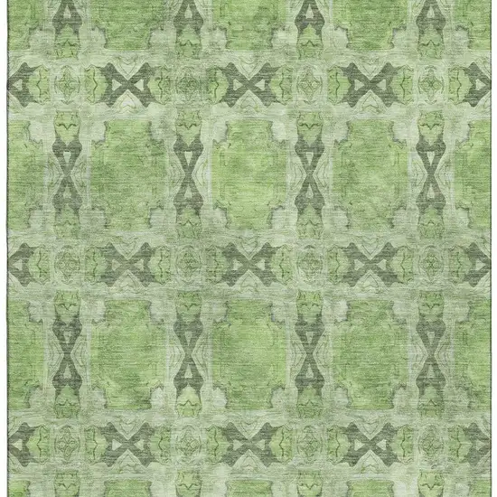 Green Gray And Ivory Floral Medallion Washable Area Rug With UV Protection Photo 4