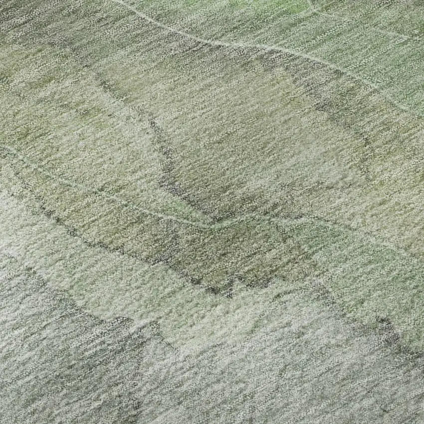 Green Gray And Ivory Floral Washable Area Rug With UV Protection Photo 9