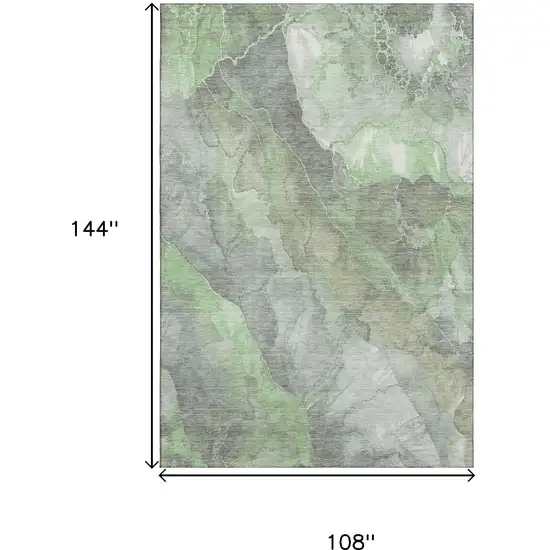 Green Gray And Ivory Floral Washable Area Rug With UV Protection Photo 9