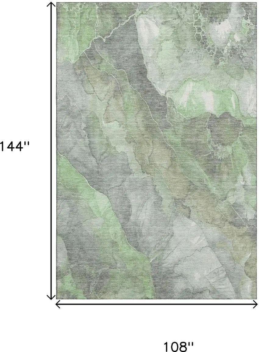 Green Gray And Ivory Floral Washable Area Rug With UV Protection Photo 9