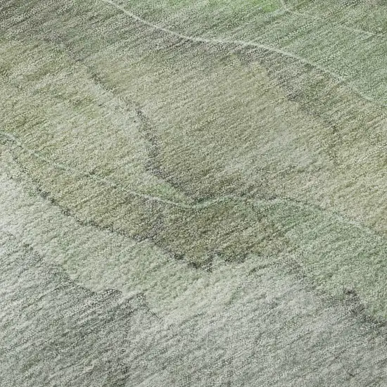 Green Gray And Ivory Floral Washable Area Rug With UV Protection Photo 8