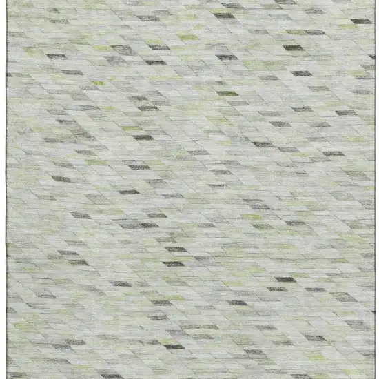 Green Gray And Ivory Geometric Washable Area Rug With UV Protection Photo 3