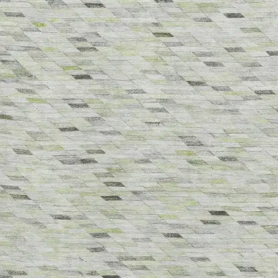 Green Gray And Ivory Geometric Washable Area Rug With UV Protection Photo 2