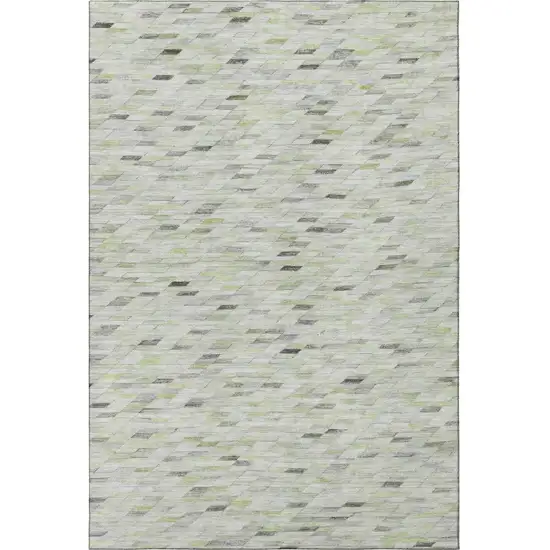 Green Gray And Ivory Geometric Washable Area Rug With UV Protection Photo 3