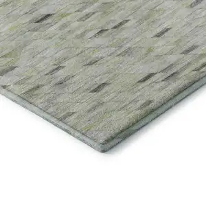 Photo of Green Gray And Ivory Geometric Washable Area Rug With UV Protection