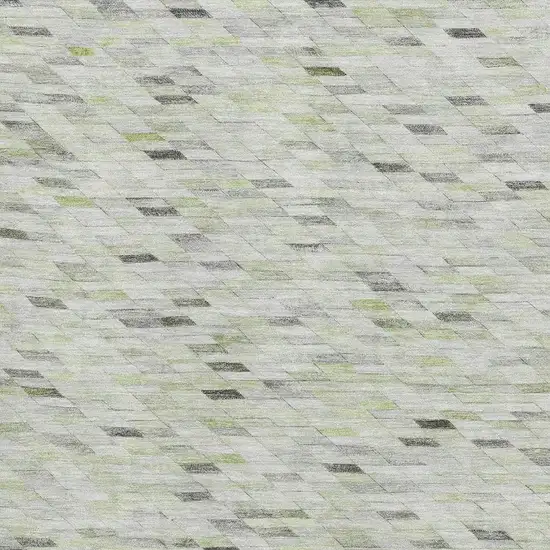 Green Gray And Ivory Geometric Washable Area Rug With UV Protection Photo 2