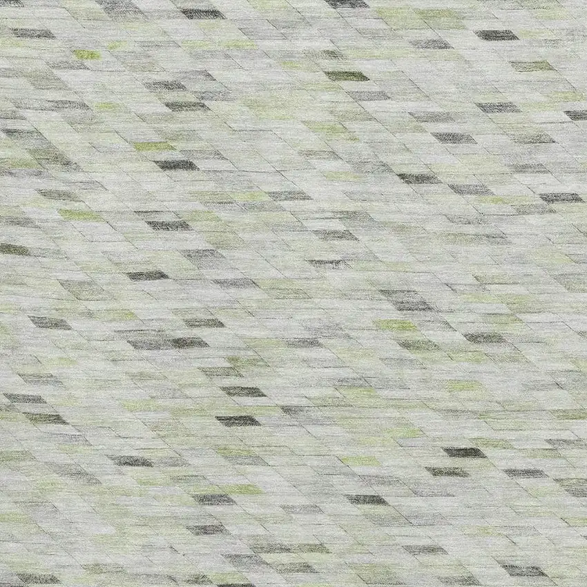 Green Gray And Ivory Geometric Washable Area Rug With UV Protection Photo 2