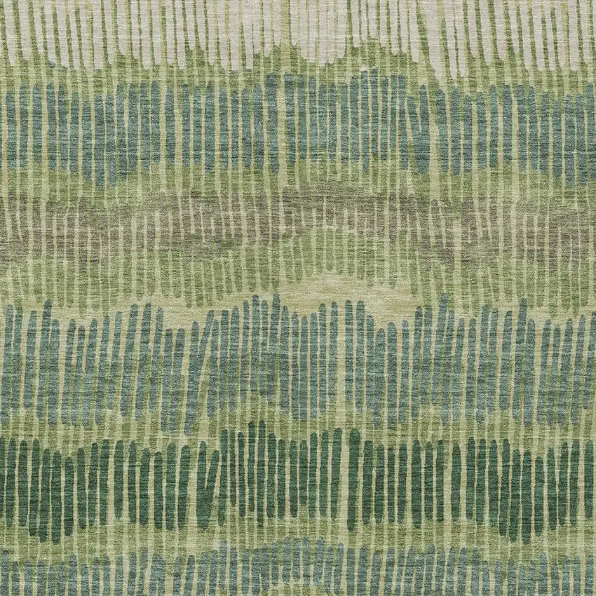 Green Gray And Ivory Striped Washable Indoor Outdoor Area Rug Photo 6
