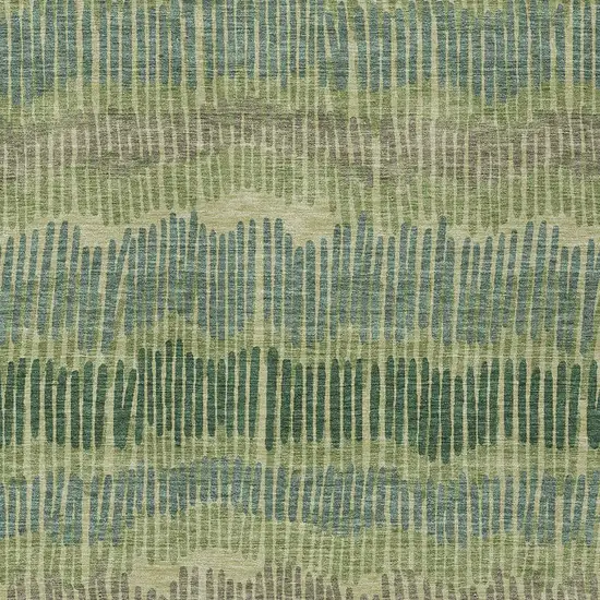 Green Gray And Ivory Striped Washable Indoor Outdoor Area Rug Photo 6