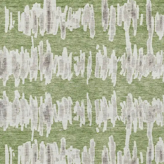 Green Gray And Ivory Striped Washable Indoor Outdoor Area Rug Photo 7