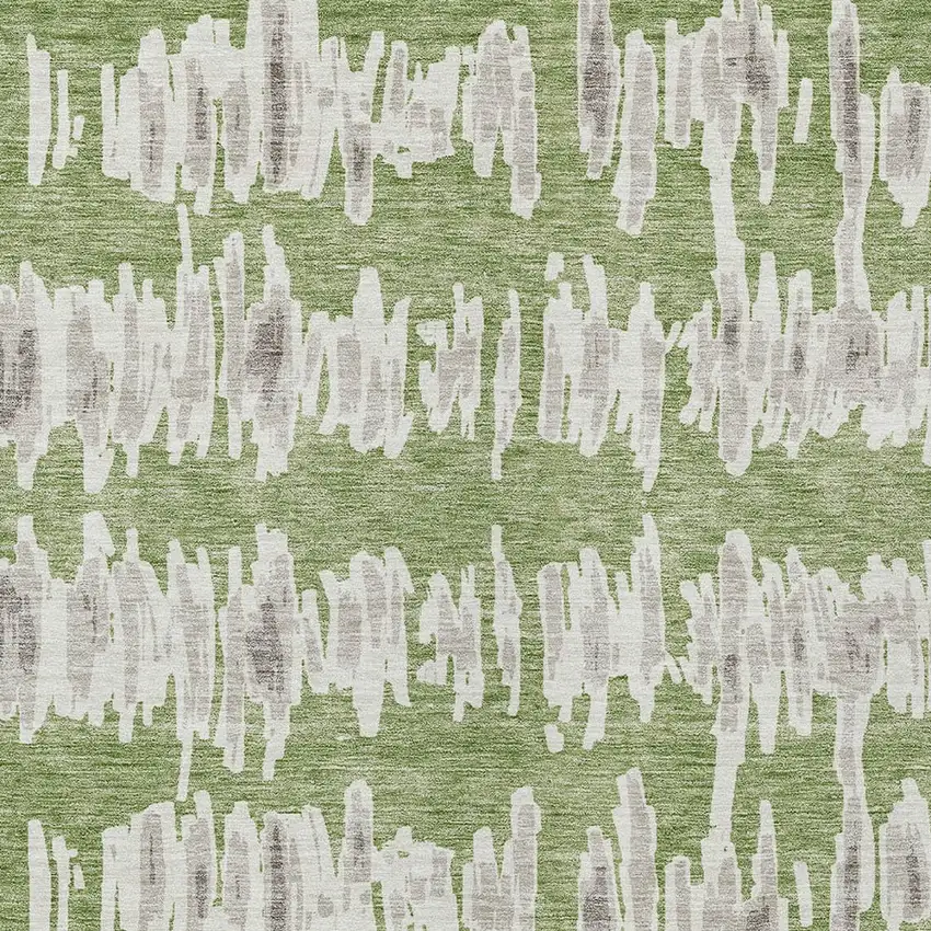Green Gray And Ivory Striped Washable Indoor Outdoor Area Rug Photo 7