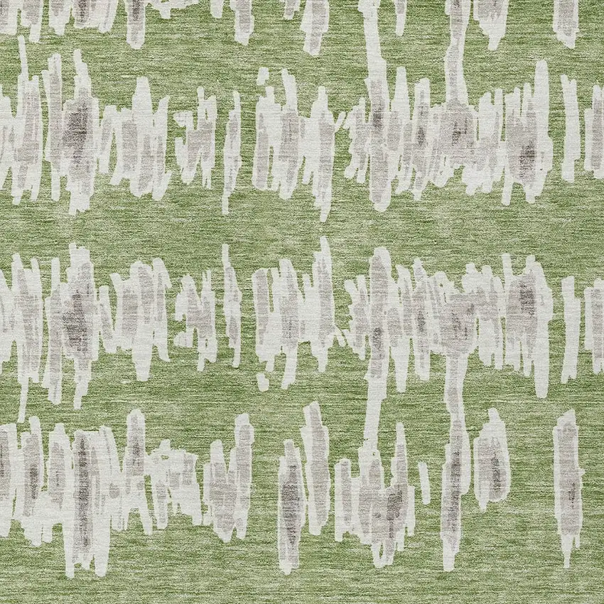 Green Gray And Ivory Striped Washable Indoor Outdoor Area Rug Photo 7