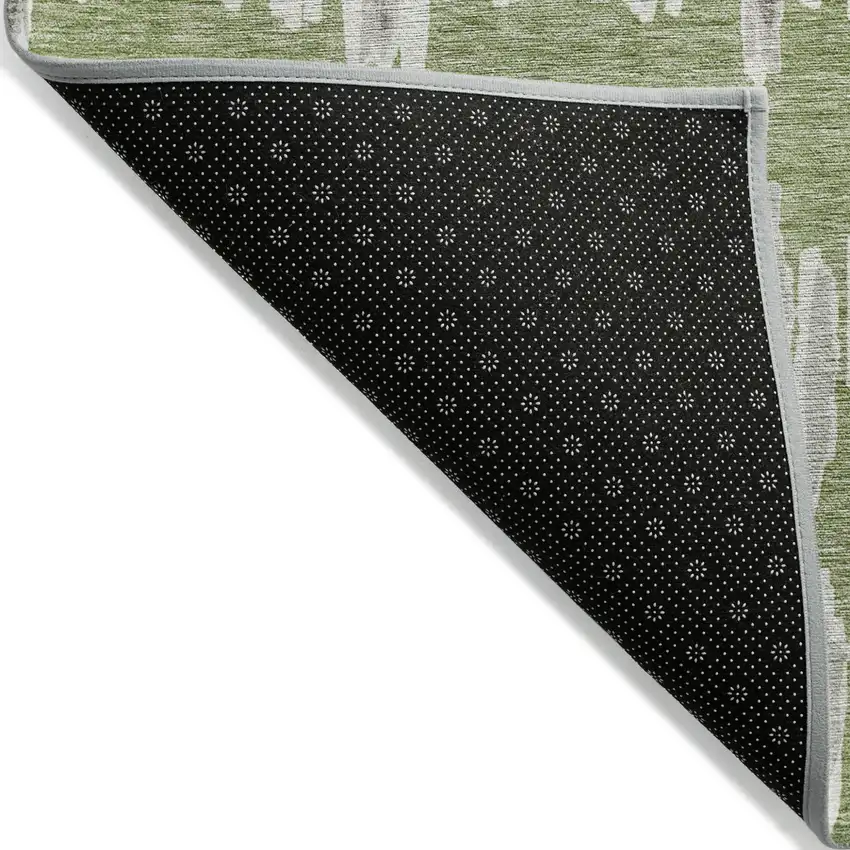 Green Gray And Ivory Striped Washable Indoor Outdoor Area Rug Photo 4