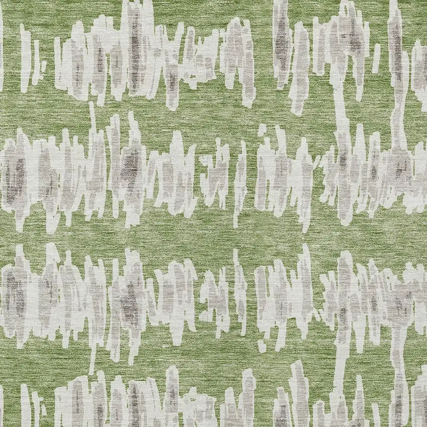 Green Gray And Ivory Striped Washable Indoor Outdoor Area Rug Photo 7