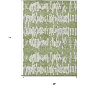 Photo of Green Gray And Ivory Striped Washable Indoor Outdoor Area Rug