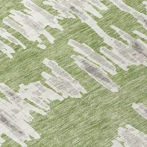 Photo of Green Gray And Ivory Striped Washable Indoor Outdoor Area Rug