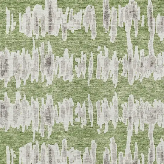 Green Gray And Ivory Striped Washable Indoor Outdoor Area Rug Photo 7