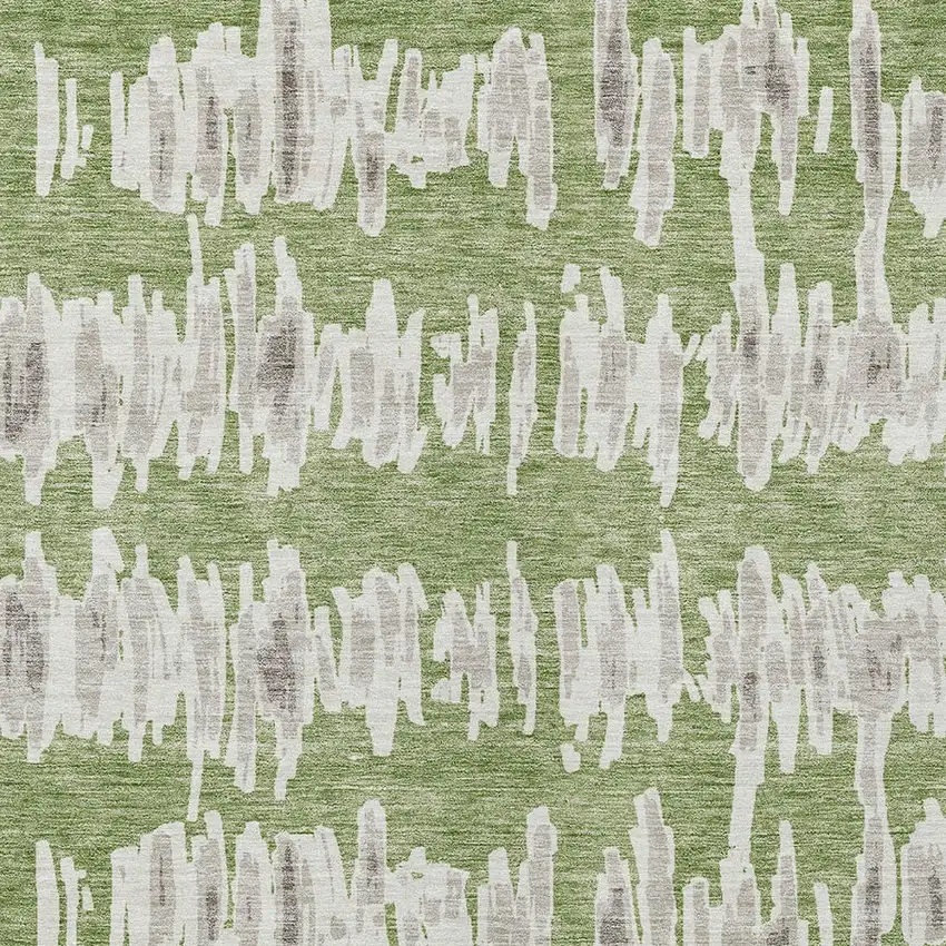 Green Gray And Ivory Striped Washable Indoor Outdoor Area Rug Photo 7
