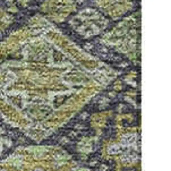 Green Gray And Ivory Tribal Washable Area Rug With UV Protection Photo 3