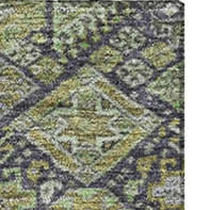 Green Gray And Ivory Tribal Washable Area Rug With UV Protection Photo 4