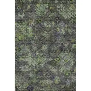 Photo of Green Gray And Purple Abstract Geometric Washable Area Rug With UV Protection