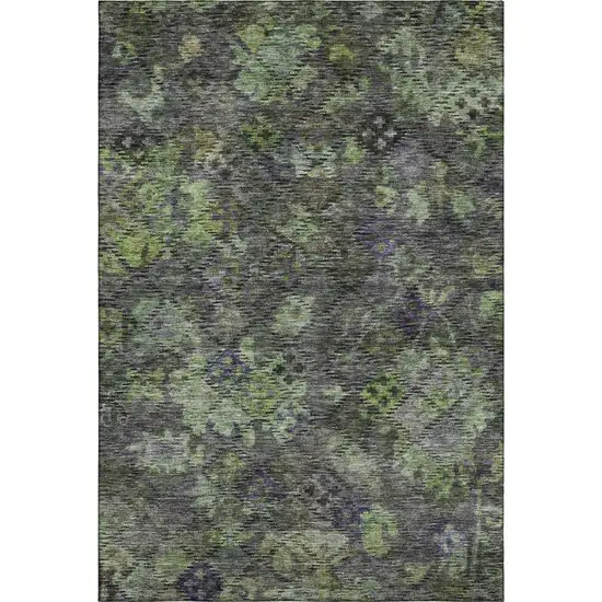 Green Gray And Purple Abstract Geometric Washable Area Rug With UV Protection Photo 6